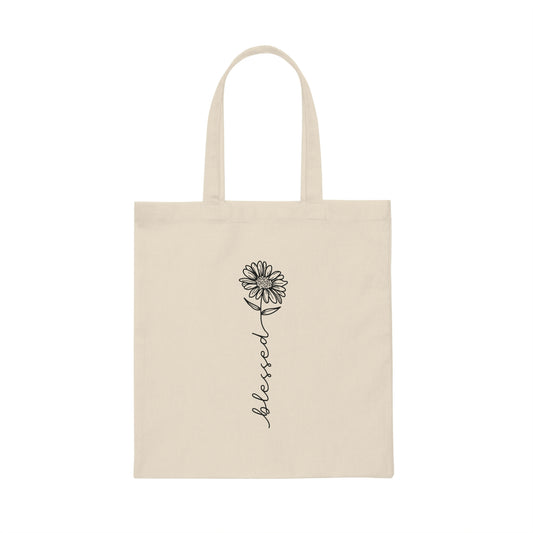 Blessed Flower Canvas Tote Bag